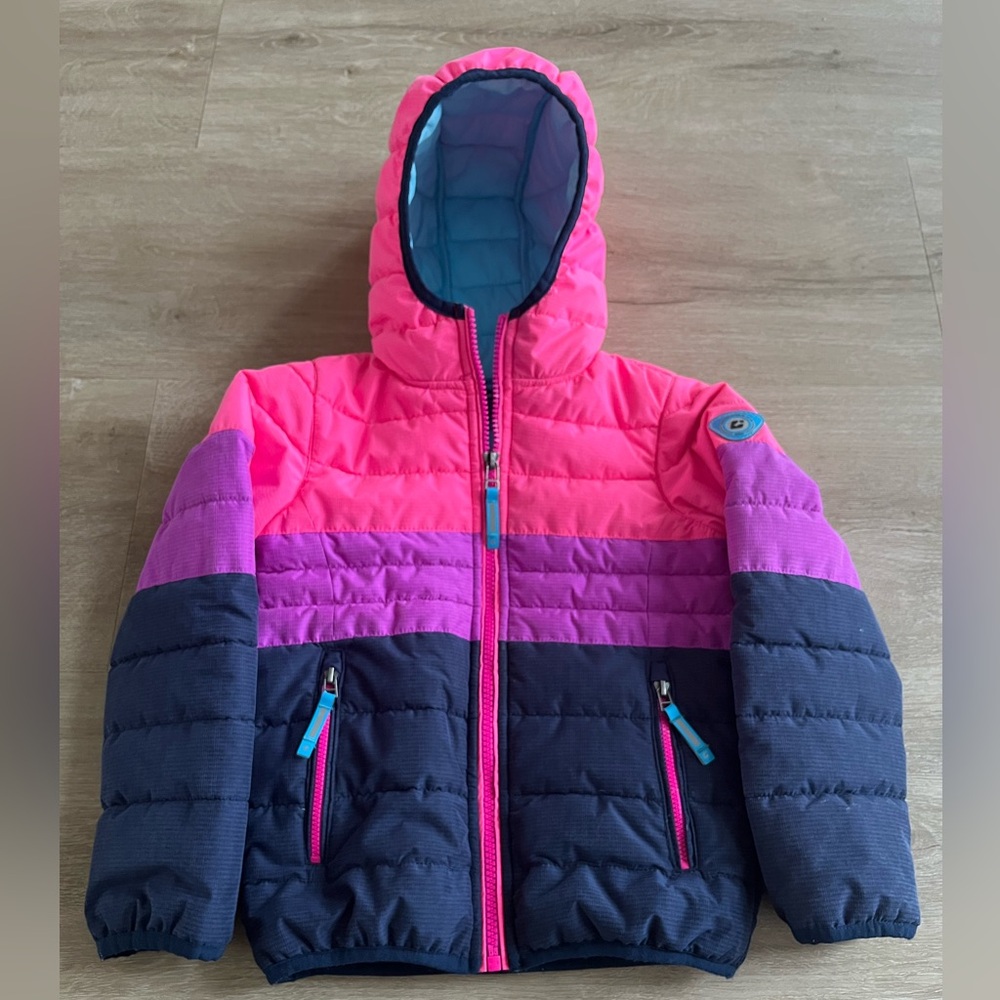 Vibrant Pink and Purple Kids Puffer Jacket